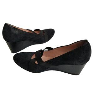 Taryn Rose Kimber Black Suede Wedge Pumps 7M Comfort Designer